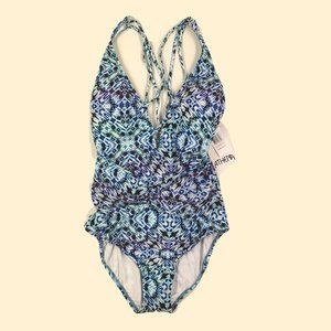 Athena Indigo Essence Plunge V-Neck One-Piece Swim